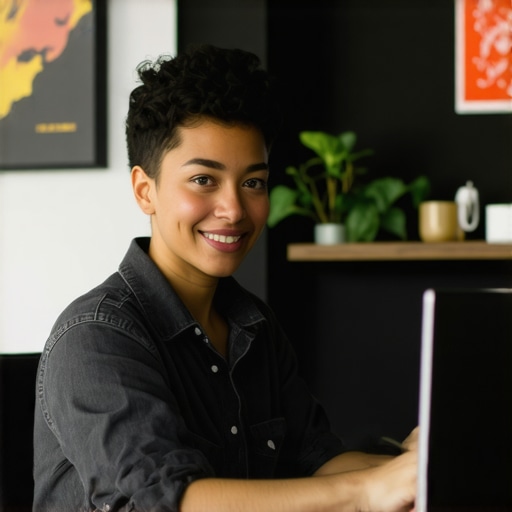 Small business owner working on Google My Business profile in Portland