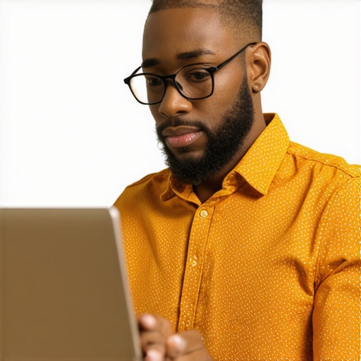 Portland business owner working on Google My Business profile on laptop.
