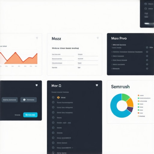 Dashboards of Moz Pro, SEMrush, and Moz Local displaying local SEO metrics for Portland businesses.