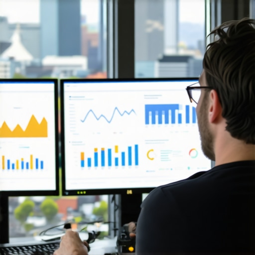 Digital marketer reviewing SEO analytics for Portland business