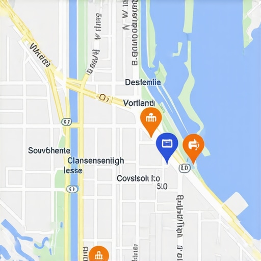 Map of Portland showing optimized business locations for local SEO