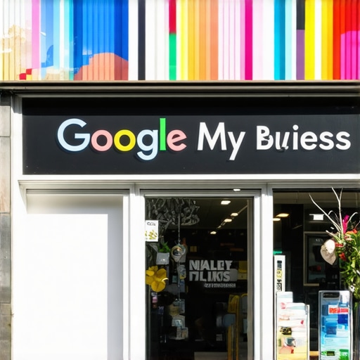 A Portland storefront displaying a Google My Business sign amidst local neighborhood scenery.