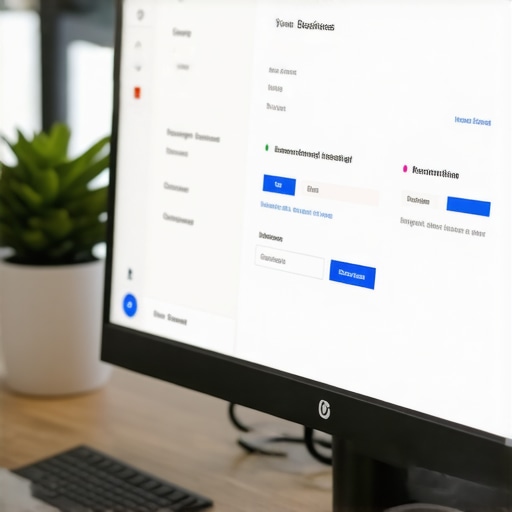 Person updating Google My Business profile on a computer in an office.