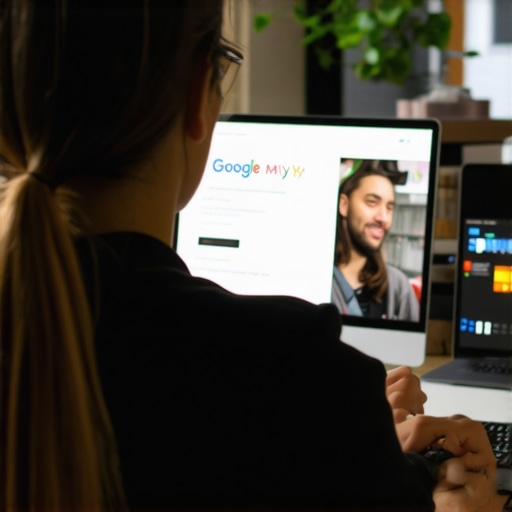 A person editing their Google My Business profile on a laptop in Portland.