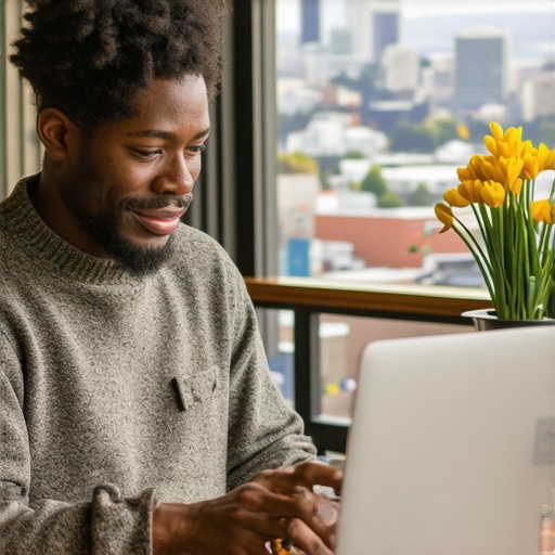 Portland small business owner updating Google My Business profile