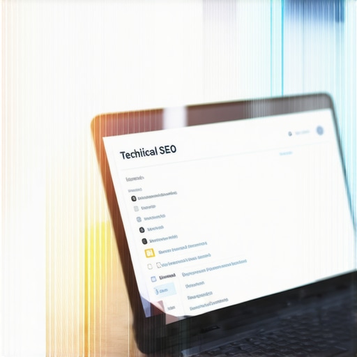 Laptop screen displaying SEO audit focusing on schema markup and technical website elements.