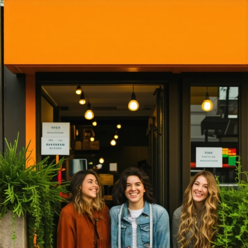 Boosting Portland Business Visibility Portland storefront with signage and customers