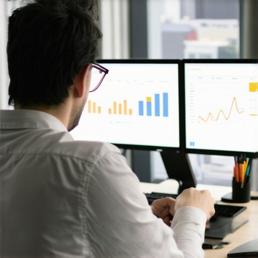 Digital Marketing Tools for Local SEO Person reviewing Portland SEO analytics on computer screens with Portland city view