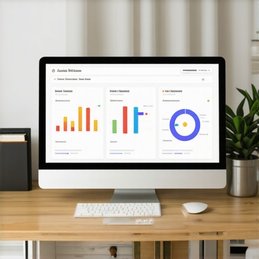 Computer screen displaying SEO analytics dashboards focused on Portland local business.