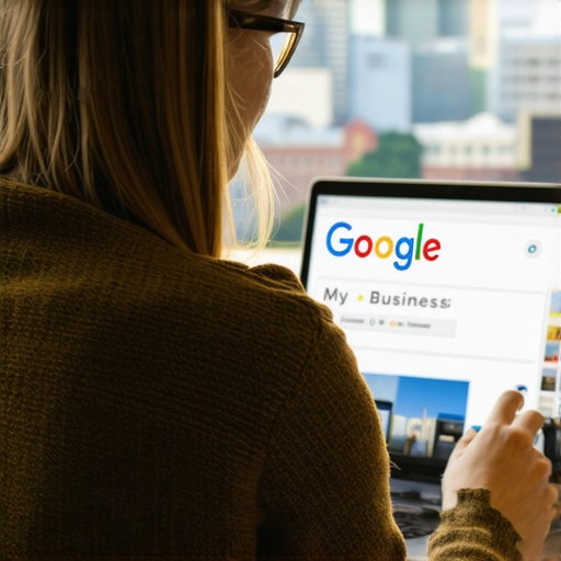 Person editing their Portland shop's Google My Business profile on a laptop